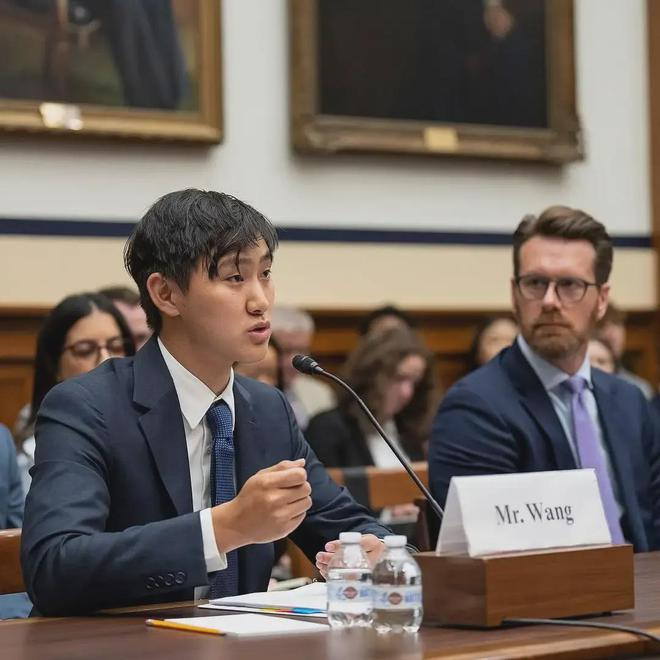 Alexandr Wang出席美国国会听证会 图源：Alexandr Wang社媒账号