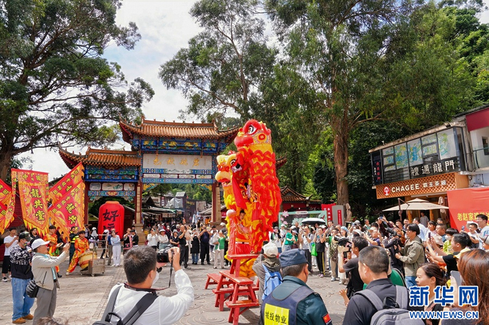 舞狮表演（6月25日摄）。新华网发（徐俊 摄）