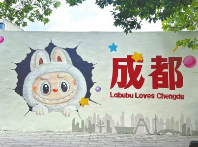 泡泡玛特官方认为侵权的涂鸦墙。柴枫桔摄