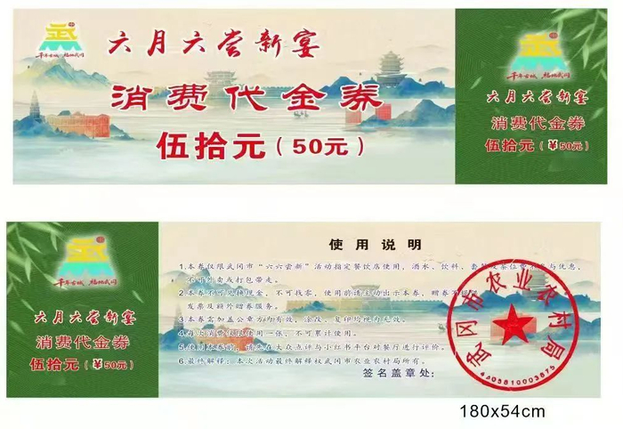 ▲武冈“六月六尝新宴”消费代金券。