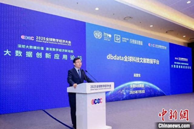 7月2日，2025全球数字经济大会举行期间，全球科技文献数据平台发布上线。东壁科技数据供图