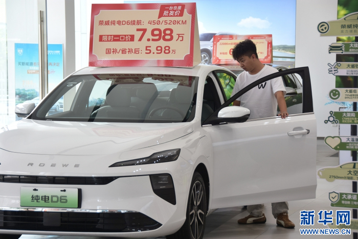在云南省蒙自市一家汽车专卖店，顾客进店咨询选购、试乘试驾（6月29日摄）。新华网发（薛莹莹 摄）
