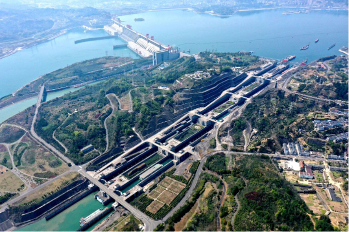 ▲三峡双线五级船闸