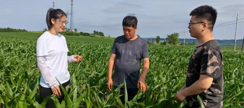 农技服务队深入田间地头，为农户提供技术指导。摄影 闫易驰