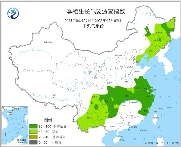 附图5 一季稻生长气象适宜指数