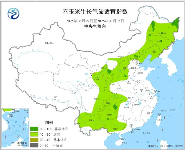 附图3 春玉米生长气象适宜指数