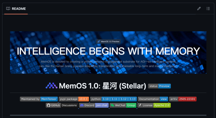 图 7. 项目开源地址：https://github.com/MemTensor/MemOS