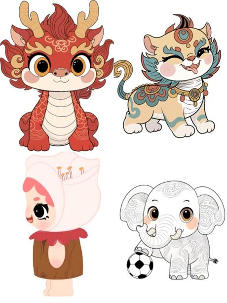 学生们设计的IP形象草图。受访者供图