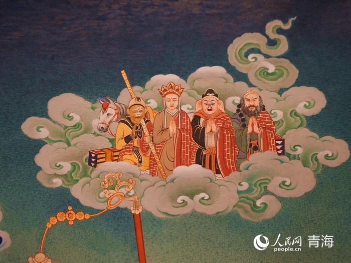桑德加早年创作的唐卡作品。人民网记者 杨启红摄