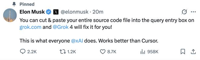 ▲马斯克在社交平台X上发言