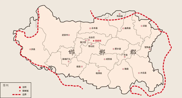 ▲秦代邯郸郡示意图。作者制图