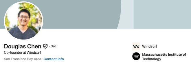 Windsurf 联合创始人 Douglas Chen｜图片来源：Linkedin