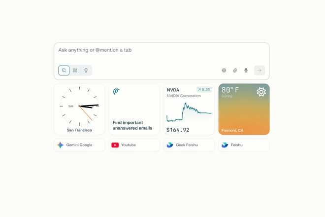 Comet 浏览器桌面 ｜ 图片来源：极客公园