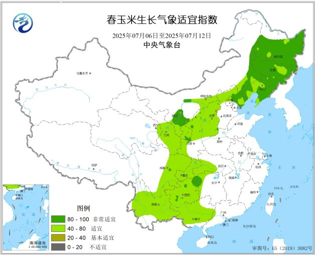 附图3 春玉米生长气象适宜指数