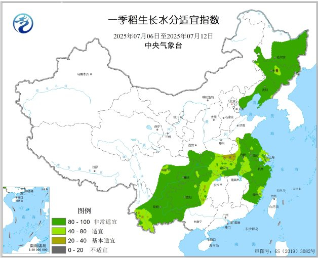 附图5 一季稻生长气象适宜指数
