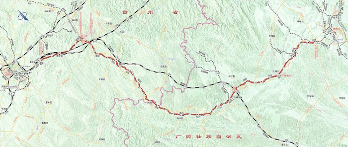 黔桂铁路增建二线工程线路方案平面示意图