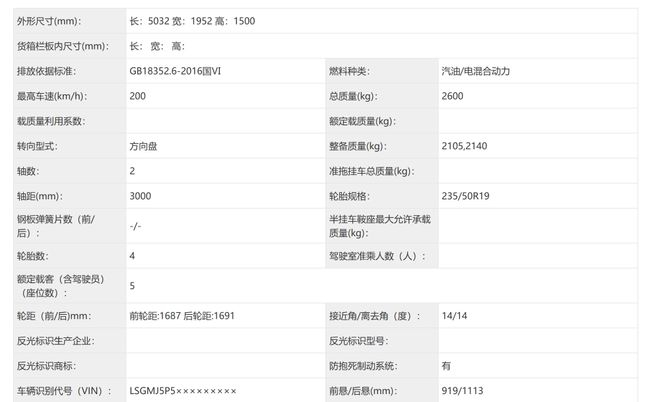 ▲别克至境L7车身尺寸等信息