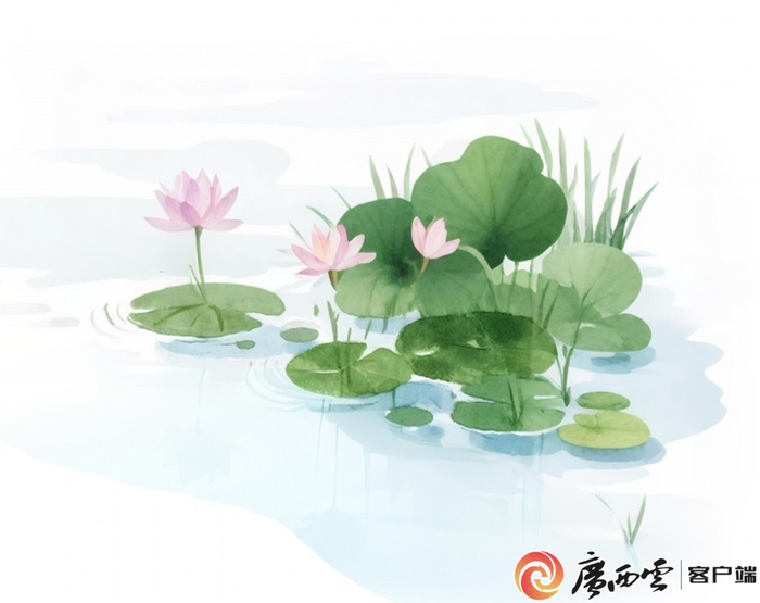夏日荷叶。广西云-广西日报记者 古秀芳 制图