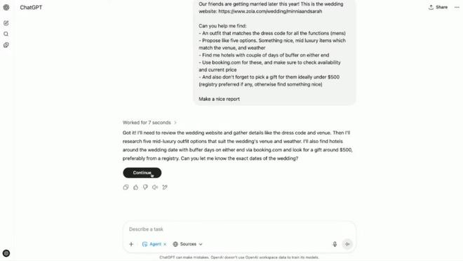 ▲婚礼策划实测（图源：OpenAI）