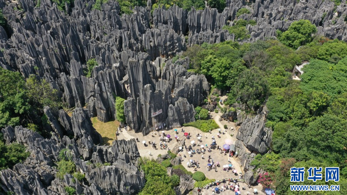 航拍石林风景区（7月18日摄）。新华网 赵普凡 摄