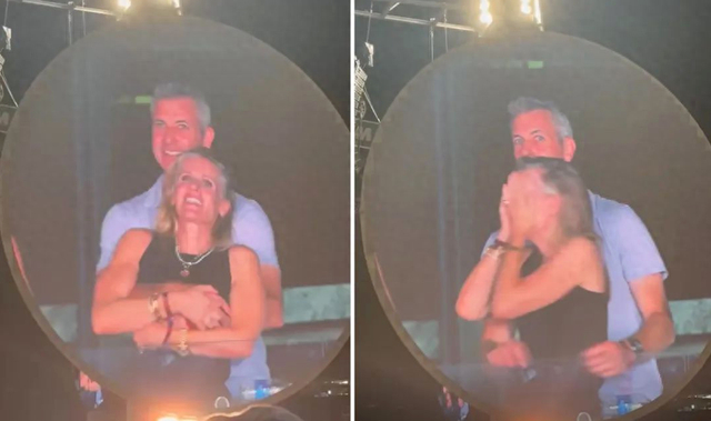  两人被拍到在演唱会上抱在一起