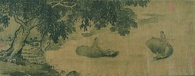     图为《四季牧牛图》卷中的《夏牧图》。