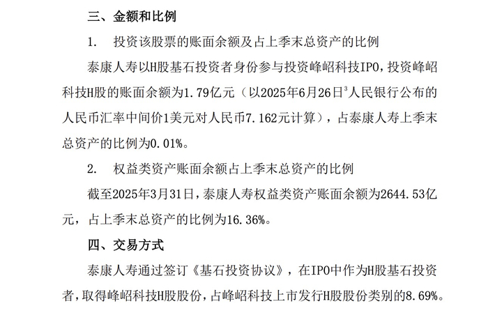 图源：泰康人寿公告