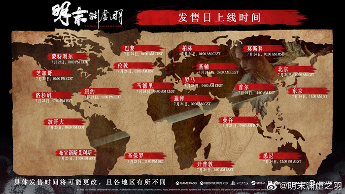 ▲ 全球各区域实际上线时间