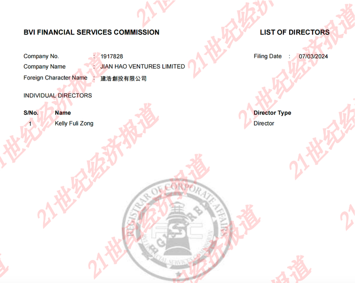 英属维京群岛金融服务委员会查询的信息