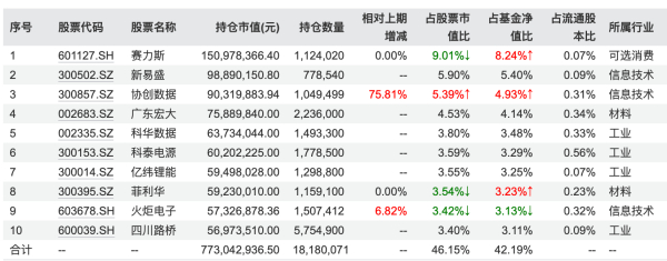 广发多元新兴2025年中报重仓持股