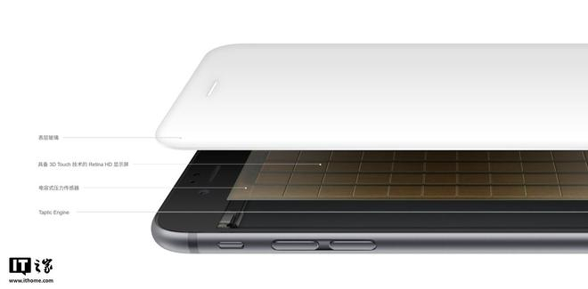 ▲ iPhone 6S 手机的内部结构，内含 3D Touch 所需的电容压力传感器