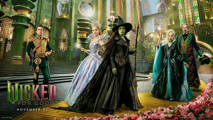 日前，大热音乐剧改编电影《魔法坏女巫（下）》（《魔法坏女巫 2》）发布新海报，多个角色登场。