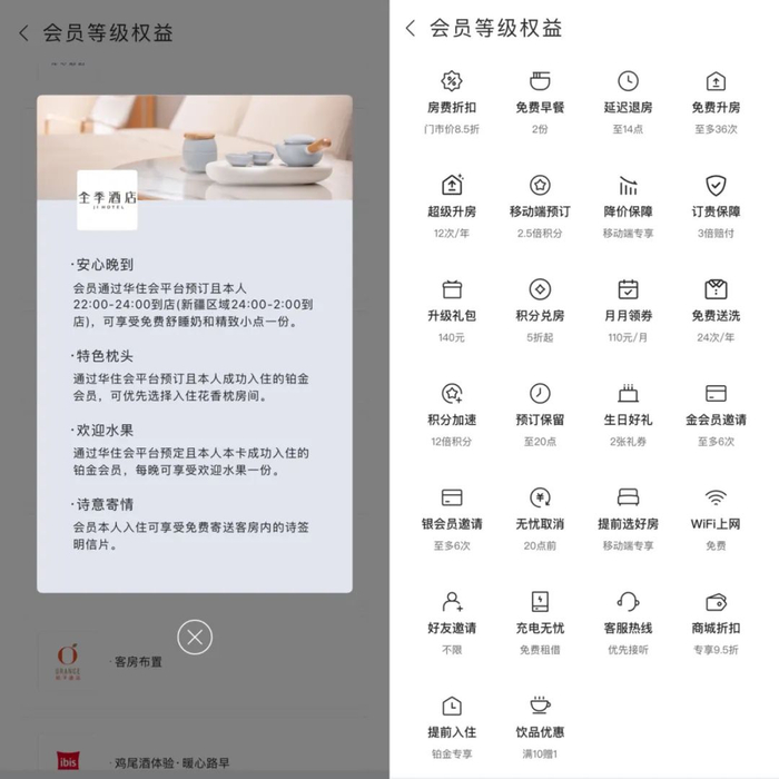 华住会铂金会员的品牌专属礼遇和权益一览