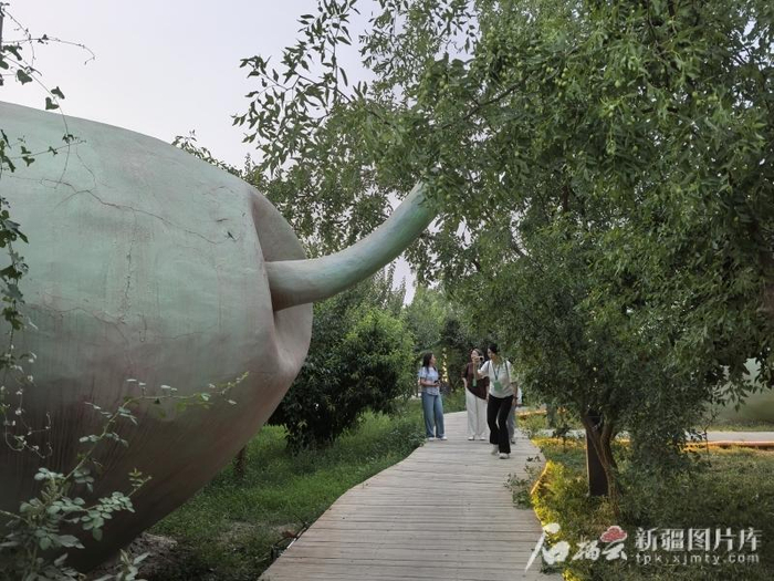 7月22日，香梨小镇的民宿设计吸引眼球。石榴云/新疆日报记者 于江艳摄