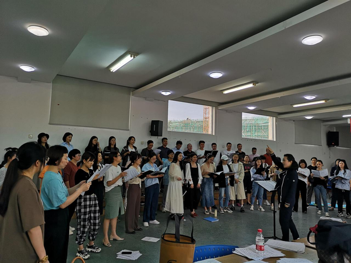 　　天台女子合唱团正在排练。受访者供图