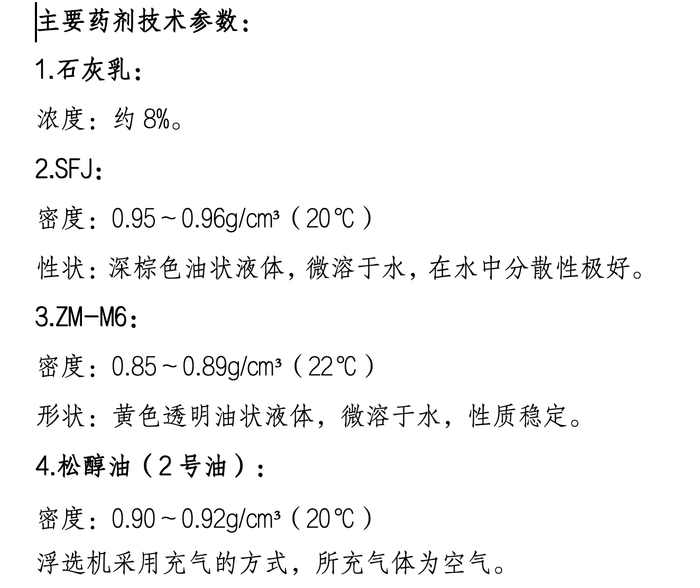 　　▲中国黄金集团内蒙古矿业有限公司提供的矿浆药剂参数