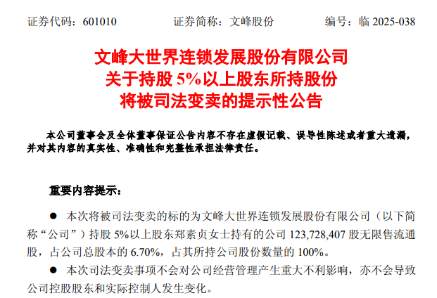 文峰股份公告