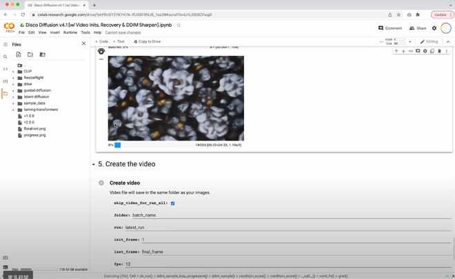 Disco Diffusion操作界面截图，图源自YouTube
