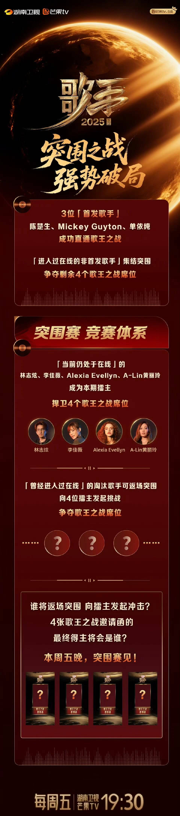 《歌手2025》突围赛海报 图据节目组