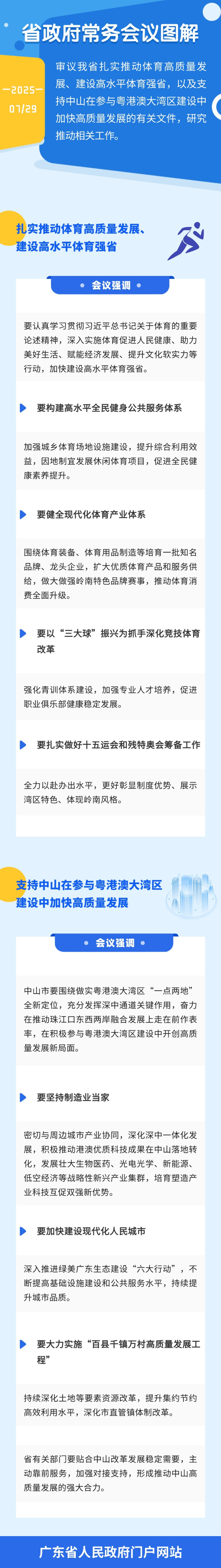 图解：王伟中主持召开省政府常务会议 研究建设高水平体育强省、支持中山加快高质量发展等工作