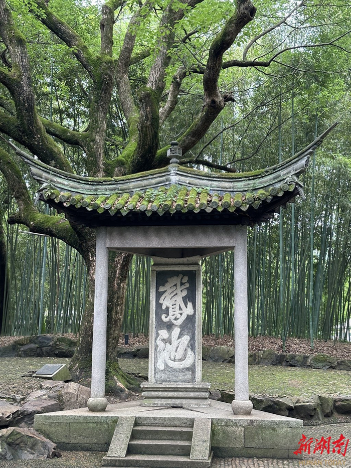 兰亭景区内的鹅池碑亭，相传由二王父子合笔。