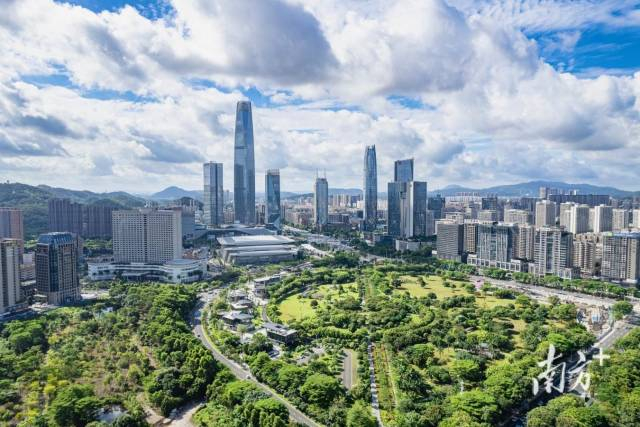 东莞市中心航拍。