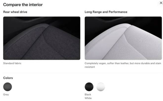 ▲墨西哥版 Model 3 的织物座椅