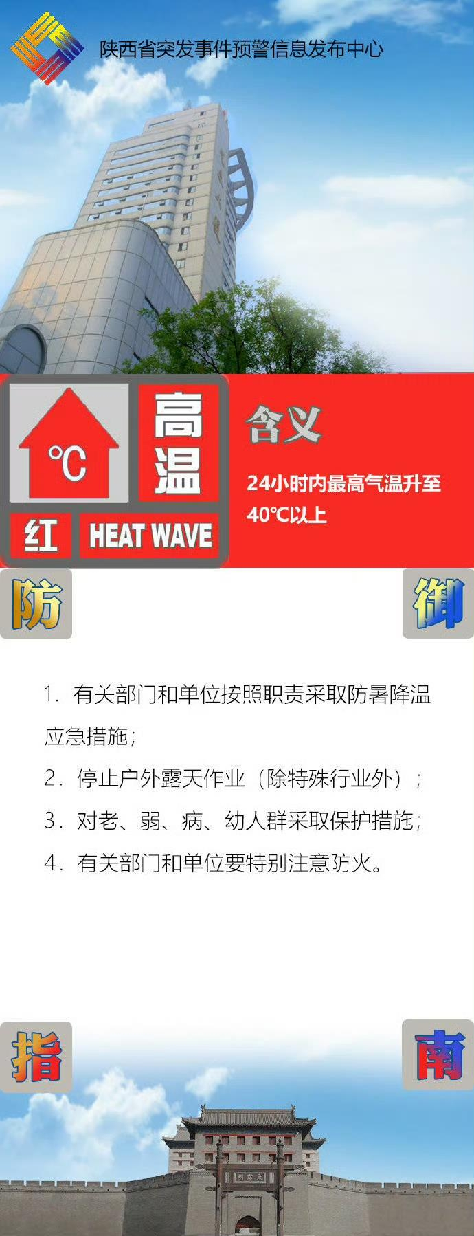 陕西安康发布高温红色预警 多个县区最高气温将升至40℃以上