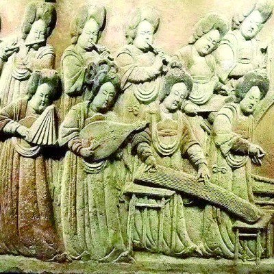 五代白石彩绘《散乐图》浮雕（局部） 作者供图