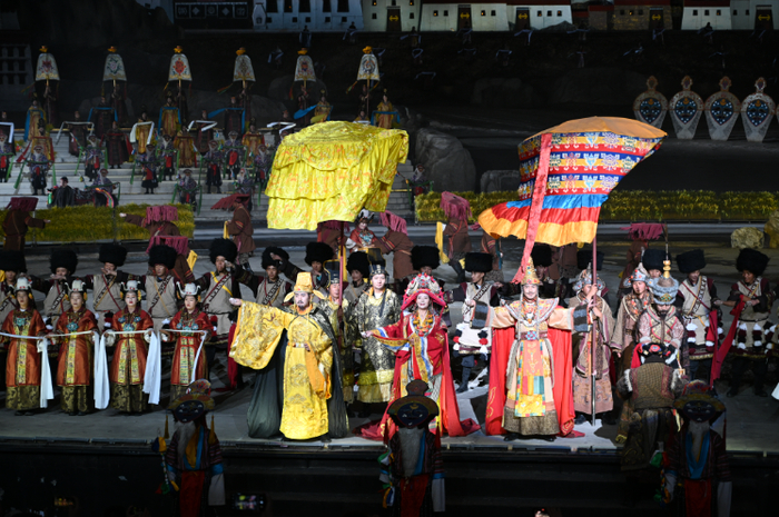 大型实景剧《文成公主》演出现场（资料图片）。