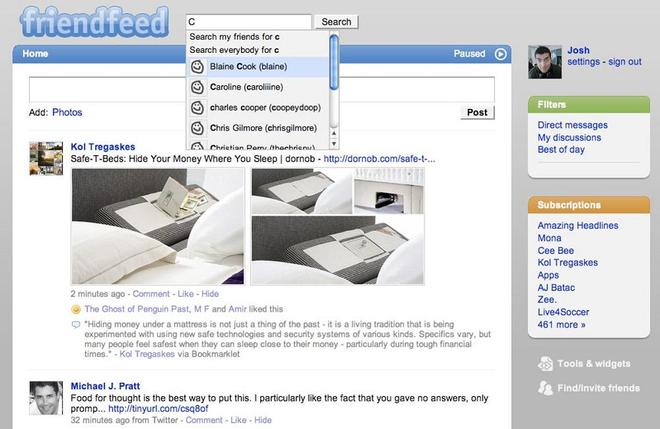 ▲FriendFeed界面（图源：CNET）