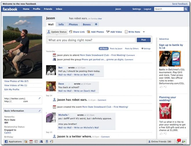 ▲早期的Facebook信息流（图源：Version Museum）