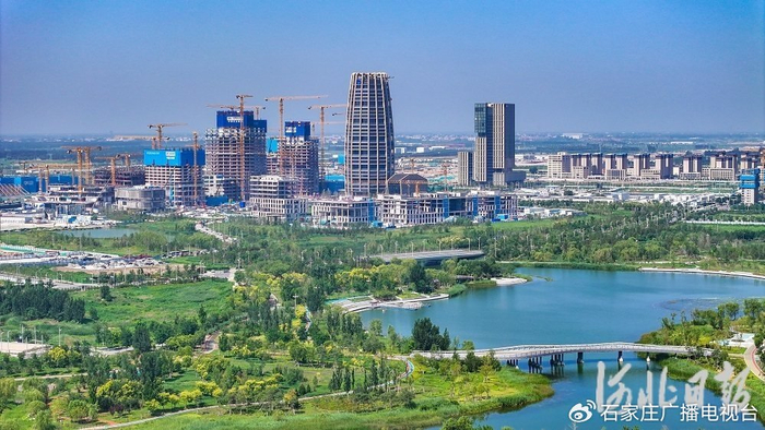 夏日的雄安新区启动区工地上一派繁忙，一个个重点项目加快建设，一座高水平现代化城市的轮廓愈发清晰。河北日报记者李东宇摄