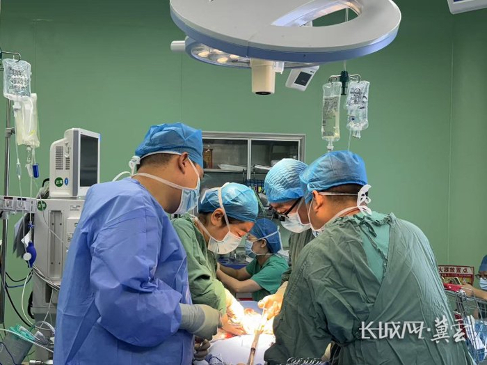 秦红（左二）正在为患者做手术。长城网·冀云客户端记者 史博佳 摄